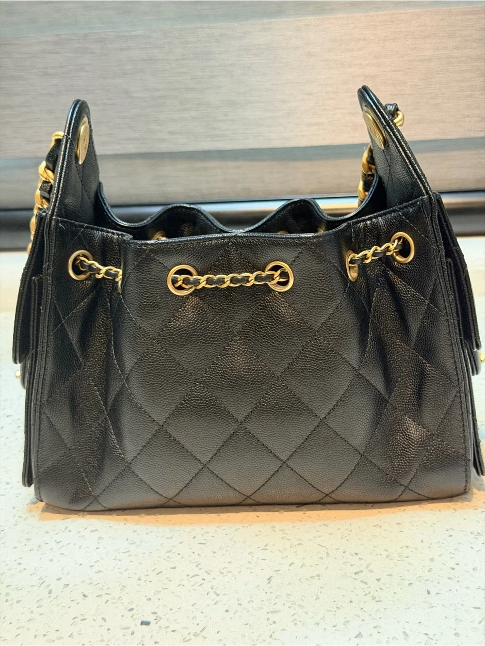 CHANEL Caviar Mini 25 Black with Gold Hardware